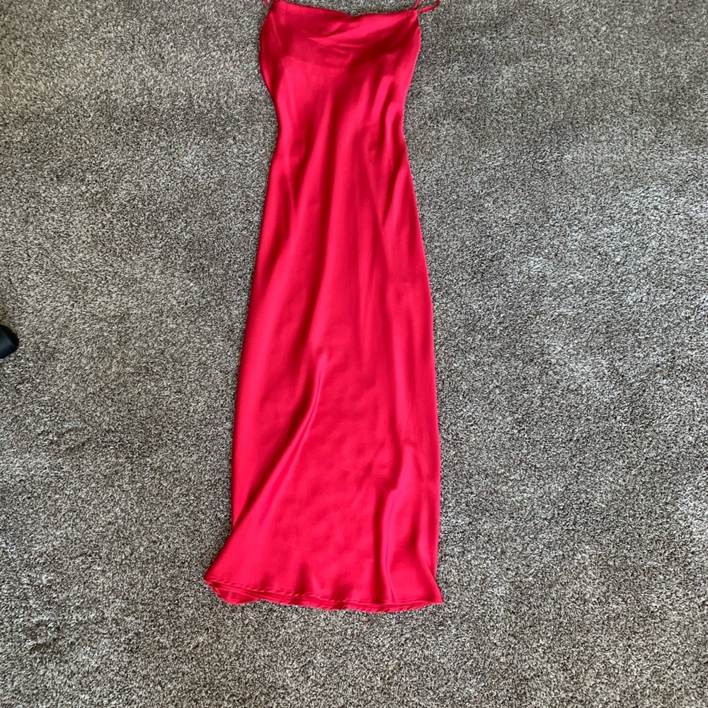 Pink-red midi dress